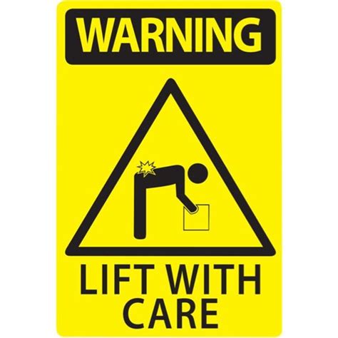 Warning Lift With Care Safety Sign 340x240mm Officemax Nz
