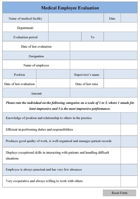 Medical Employee Evaluation Form Editable Pdf Forms