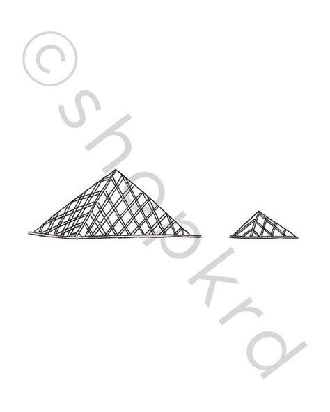 Louvre Pyramid Illustration Print Digital Download Paris France