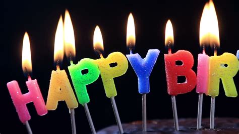 Lighted Candles On Happy Birthday Cake Stock Footage Video 100