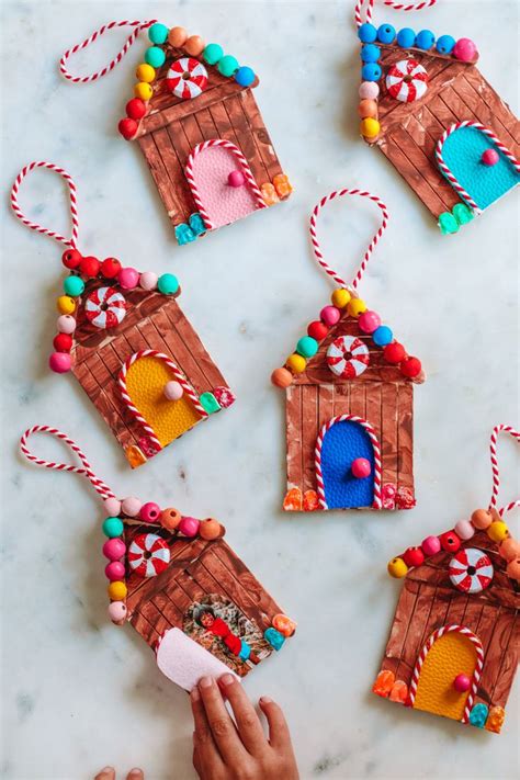 Diy Popsicle Stick Gingerbread House Ornaments Studio Diy Christmas