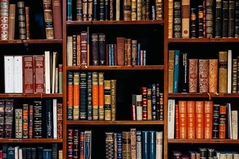 Assorted Title Of Books Piled In The Shelves Photo Free Library Image