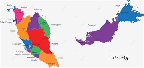 Map Of Malaysia Boundary District Geography Vector Boundary District
