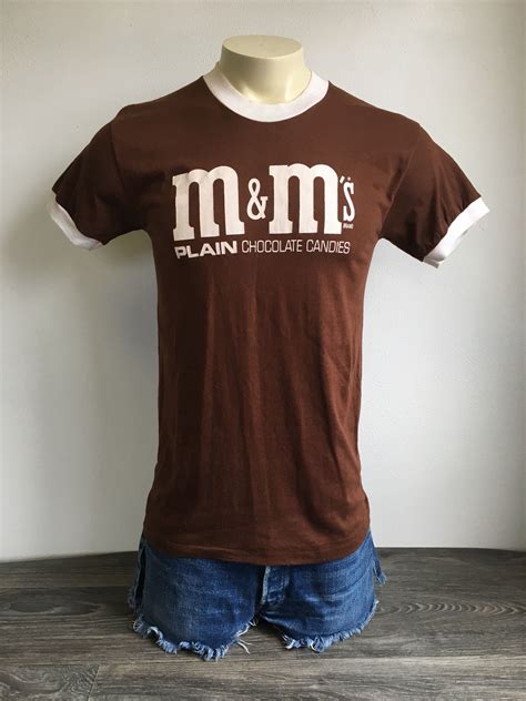Mandm Ringer Tshirt Vintage 70s Candy Iconic Chocolate Shirt 5050 Soft And Thin Single Stitch