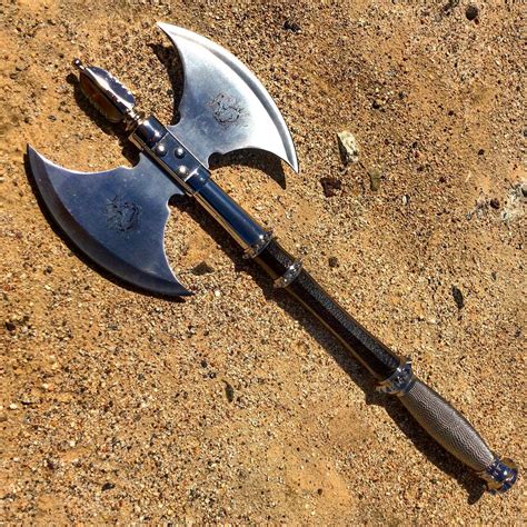 Defender 21 Medieval Double Blade Stainless Steel Axe With Wall Plaqu