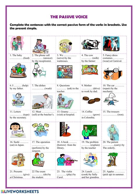 Passive Voice Interactive Worksheet The Voice Passive Learning
