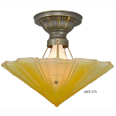 Glass ceiling lights bring smooth texture, subtle shimmer and a cool air of sophistication to your home. Antique Impressed Glass Art Deco Bowl Shade Ceiling Light ...