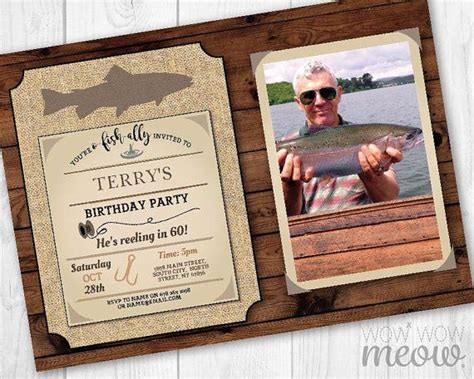 Fishing Birthday Invite Fish Party Rustic Invitation Instant Download