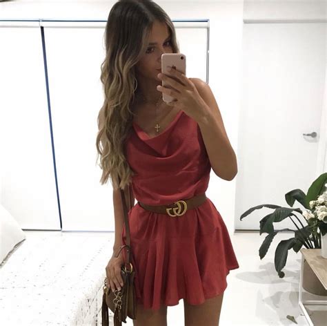 Red Silky Dress X Gucci Belt | Silky dress, Fashion outfits, Dresses