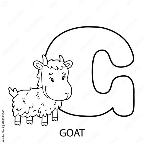 animal alphabet coloring page. Vector illustration of educational