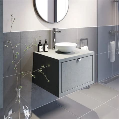 Bathroom Wall Hung Vanity Unit Sink Cabinet Wash Basin Sink Storage Drawer 600mm 39854 Picclick