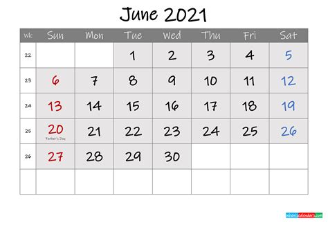 Free Printable June 2021 Calendar With Holidays Template Ink21m90