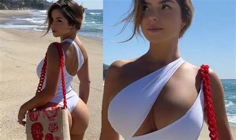 Demi Rose Exposes Her Ample Assets And Peachy Derriere In White Cut Out