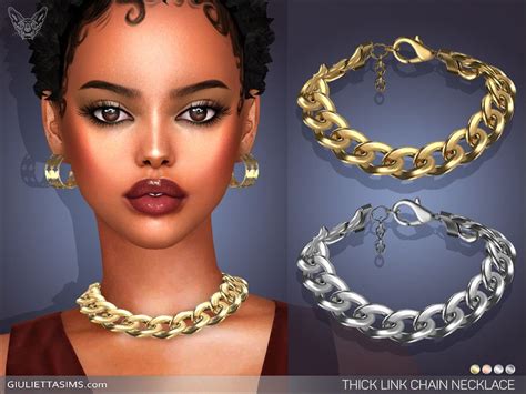 Sims 4 — Thick Link Chain Necklace By Feyona — Thick Link Chain