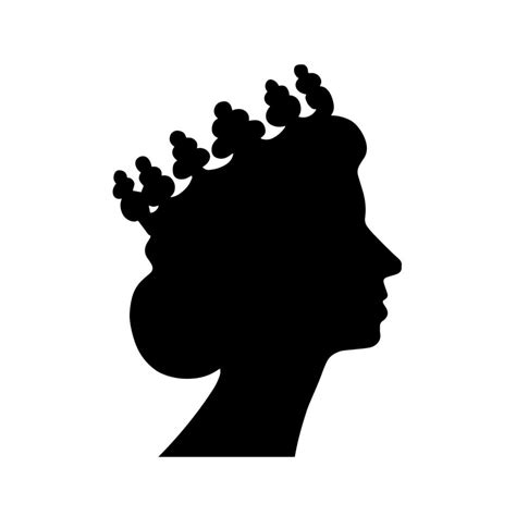 Black Vector Silhouette Of Queen Elizabeth Traditional Vector Image Of