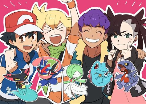 marnie ash ketchum gardevoir hop barry and 5 more pokemon and 5 more drawn by morio poke