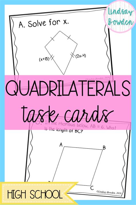 Quadrilaterals Activity For High School Geometry These Include