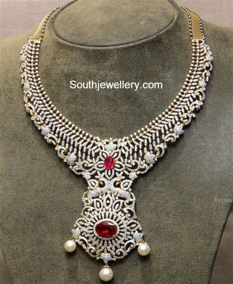 Diamond Necklace With Rubies Indian Jewellery Designs