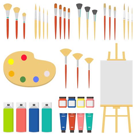 Set Of Painting Tools Elements Cartoon Colorful Vector Concept Art