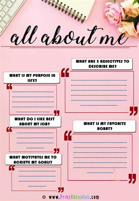 Free Printable All About Me Worksheets For Adults Pdf Printables Hub