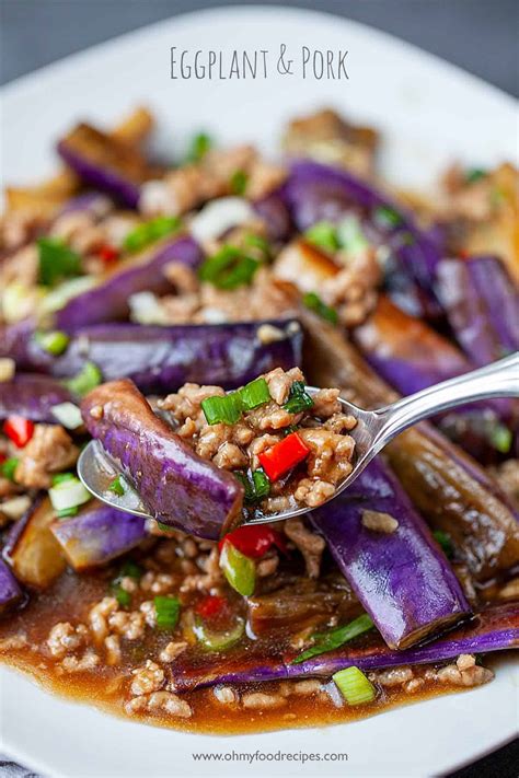 With motor running, add boiling water until dough forms ball. Chinese Eggplant and Pork (魚香茄子) | Oh My Food Recipes