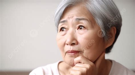 年配のアジア人女性 あごに手を当てるアクティブなシニア女性 hd写真撮影写真 顔背景壁紙画像素材無料ダウンロード pngtree