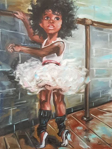 Black Ballerina Princess Wall Art Little Girl Painting By Rada Gor