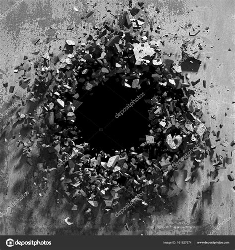 Cracked Explosion Concrete Wall Hole Stock Photo By ©versusstudio 161827674