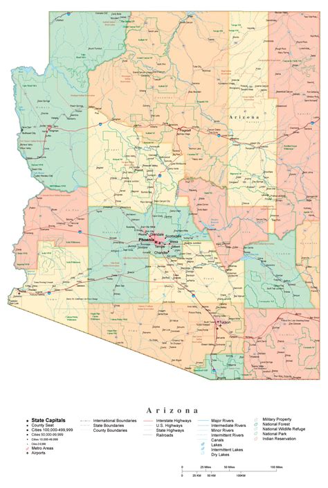 Administrative Map Of Arizona State Arizona State Usa Maps Of The