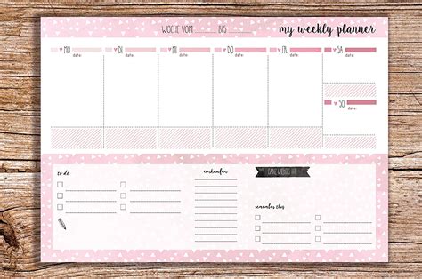 My Weekly Planner Rosa Calendario Settimanale In Blocco Formato A My XXX Hot Girl