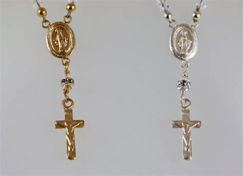 14k Gold Catholic Rosary Necklace