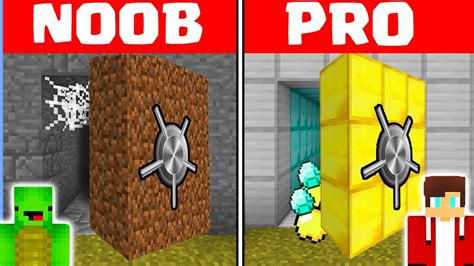 Minecraft Noob Vs Pro Secret Vault Security Base By Mikey Maizen And