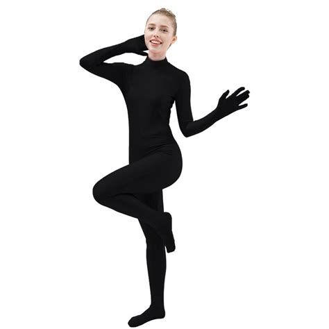 Ensnovo Black Spandex Zentai Full Body Skin Tight Jumpsuit Unisex