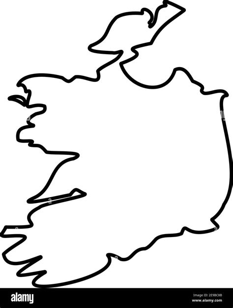 Ireland Solid Black Outline Border Map Of Country Area Simple Flat