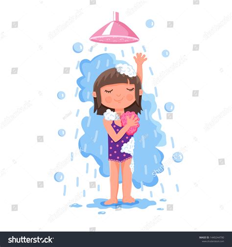 Young Teen Girl Takes Shower While Stock Vector Royalty Free 1440244790