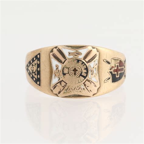 Knights Templar Ring 10k Yellow Gold Ostby And Barton Masonic Mens Ring