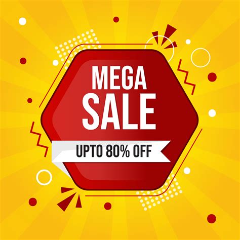Yellow Mega Sale Banner With Red And White Shapes 966177 Vector Art At