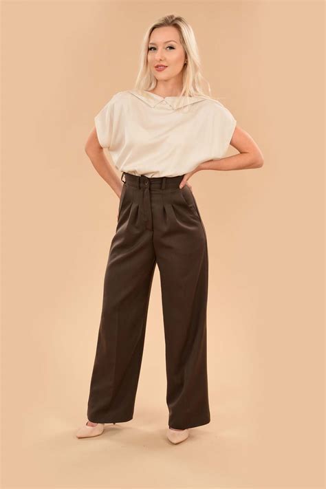 Brown Dress Pants Order Our High Waisted Trousers Dorothy Zudora