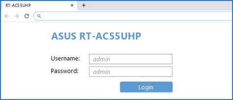 ASUS RT-AC55UHP - Default login IP, default username & password