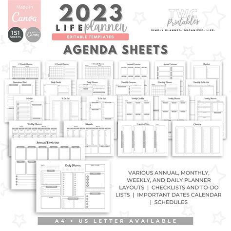 2023 Calendar Planner Canva Templates Editable 2023 Planner Etsy Ireland