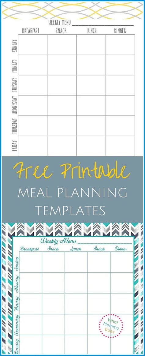 free printable weekly meal planning templates and a weeks worth of