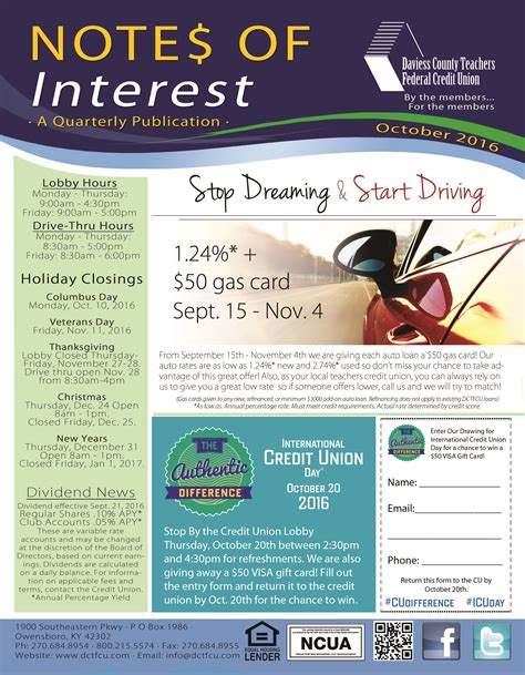October Newsletter 16 Front - Daviess County Teachers Federal Credit Union