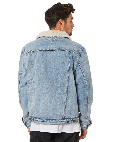 rollas denim mens sherpa jacket truckers dust blue surfstitch