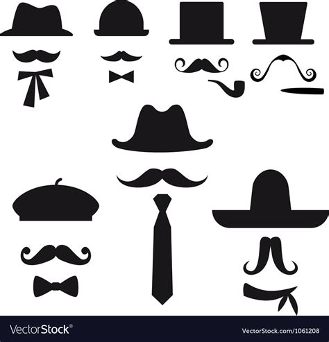 Mustache And Hats Set Royalty Free Vector Image