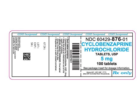 Cyclobenzaprine Hydrochloride Tablets Usp Rx Only