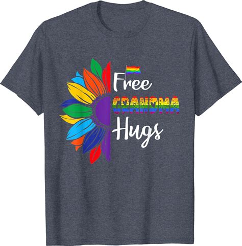free grandma hugs proud grandma lgbt rainbow daisy flower t shirt