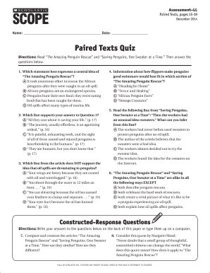 Read the given text and choose words from the box to fill the gaps. Scholastic Scope Paired Texts Quiz Answer Key - Fill ...