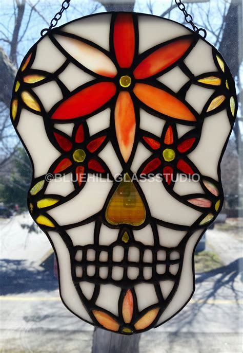 Day Of The Dead Sugar Skull Stained Glass Sun Catcher Dia De Etsy