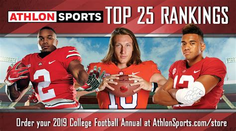 College Football Rankings Top 25 For 2019 Athlon Sports
