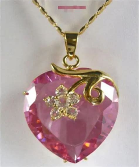 Hot Sale New Style Pink Cubic Zirconia Crystal Love Heart Flower